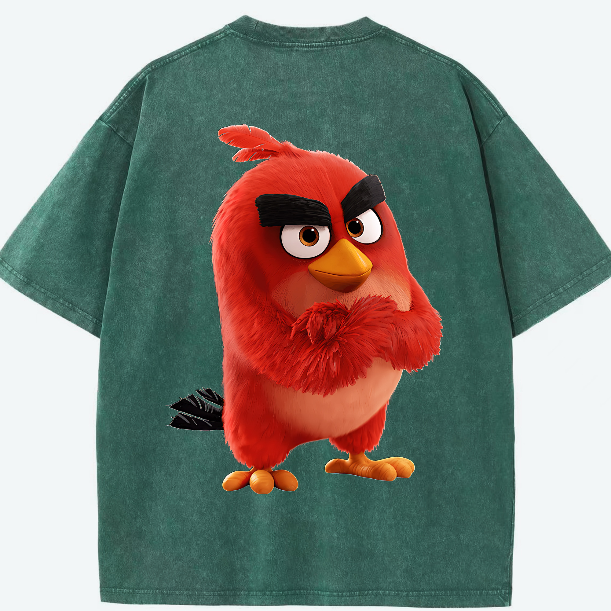 （画像用） Angry Birds アングリーバード 綿100% ヴィンテージ風 半袖Tシャツ（背面プリント）